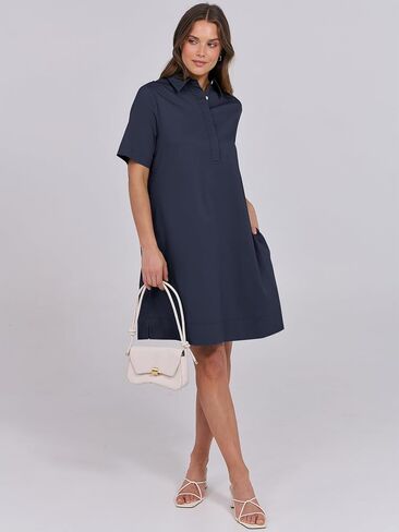 ANRABESS Womens Shirt Dress Summer Casual Loose Short Sleeve Button Down Oversized Flowy Beach Mini Dresses with Pockets in Saudi Arabia
