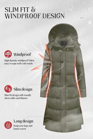 Chrisuno Women's Long Winter Coat Warm Windproof Quilted Puffer Jacket Thicken Puffy Parka With Hood in Kuwait