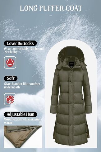 Chrisuno Women's Long Winter Coat Warm Windproof Quilted Puffer Jacket Thicken Puffy Parka With Hood in Kuwait
