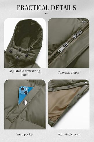 Chrisuno Women's Long Winter Coat Warm Windproof Quilted Puffer Jacket Thicken Puffy Parka With Hood in Kuwait