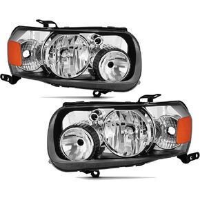 Headlights Headlamps Assembly Compatible with 2005 2006 2007 Ford Escape Driver and Passenger Side, Chrome Housing Amber Side,Factory Style