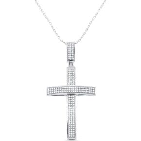 Round Shape Moissanite & Black Onyx in 14K Gold Plated Religious Cross Pendant Jewelry for Mens & Womens (0.65 Carat, Clarity VVS1-VVS2, Color D)