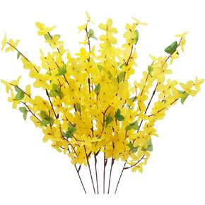FERIAL 6Pcs Artificial Forsythia Flower Branches Spring Summer Yellow Silk Fake Winter Jasmine Artificial Orchids for DIY Floral Arrangement Wedding Party Home Office Indoor Outdoor Decorate