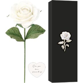 1st Year Anniversary Keepsake Paper Rose, Handmade Paper Gift for 1 Year Anniversary, with Message Card - One Year Down, Forever to Go (Red)