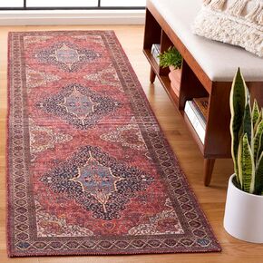 SAFAVIEH Serapi Collection Runner Rug - 2'2" x 8', Rust & Navy, Persian Design, Machine Washable & Slip Resistant, Ideal for High Traffic Areas in Living Room, Bedroom, Dining (SEP814P-28)