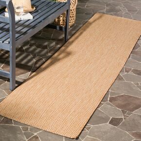 SAFAVIEH Courtyard Collection 2'3" x 12' Natural / Cream CY8022 Indoor-Outdoor Waterproof Easy-Cleaning Patio Backyard Mudroom Runner-Rug