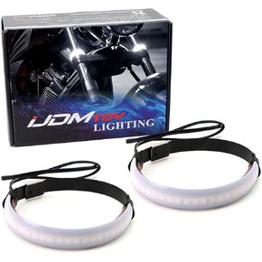 iJDMTOY Universal Wrap Around Mount Amber LED Turn Signal Light Strips Compatible with Motorcycle Fork or ATV UTV Rollbar