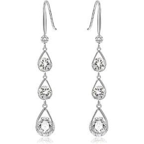 Sparkly Teardrop Dangle Wedding Earrings Simulated Diamond Hook Dangling Earrings for Birdesmaid Bride