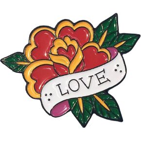 Tattoo Rose Love Art Flower Enamel Lapel Pin