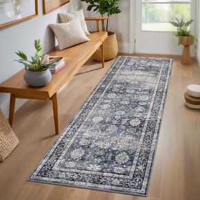 Area Rugs 4x6 Vintage Printed Floor Carpet with Non-Slip Backing, Stain-Resistant Oriental Throw Rugs, Washable Farmhouse Low Pile Rugs for Living Room, Bedroom, Office, Green Camel