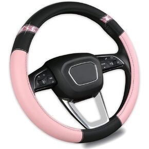 Cxtiy Sun Protection Steering Wheel Cover for Women Non-Slip Wheel Cover Universal for Cars Trucks and SUV (Pink)