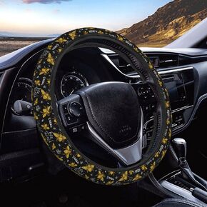 Vintage Honey Bee Crown Steering Wheel Cover for Women, Girls 15 inch Universal Auto Car Anti Slip Wrap Steering Wheel Covers Fit for Vehicles, Truck,SUV