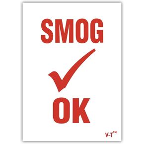 Static Cling Car Inspection Stickers - Smog Ok (100 per Pack) Red