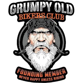 Grumpy Old Bikers Club Founding Member Never Happy Unless Riding Decal Vinyl Sticker 5 X 4 inch for Cars, Trucks, Motorcycles, Boats, Laptops, Tablets & Skateboard SS&Ds - 1326