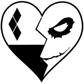 Joker Harley Quinn Heart LLI | Decal Vinyl Sticker | Cars Trucks Vans Walls Laptop | Black | 5.5 x 5.4 in | LLI1793