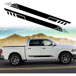 RUIANTE Car Body Door Side Auto Long Stripes Vinyl Decal Mountains Graphic Stickers Decal Racing Decoration for Car Pickup Trucks SUV Camper Trailer Universal (2pcs Black)