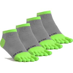 FUN TOES Men Toe Socks, Athletic Running Five Finger Socks, Shoe Size 6-10 Pack of 4