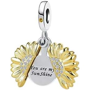 Sunflower Charm for Pandora Bracelets You are My Sunshine Dangle Charm Bead for Women Wife Mom Mother Daughter