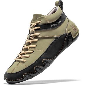 FLYLAND Men's Casual Leather Sneakers Fashion Chukka Boots Lightweight Dress Boots Lace Up Walking Driving Shoes