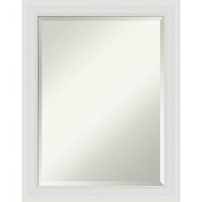 Amanti Art Bathroom Mirror, Flair Soft White Wall Mirror for use as Bathroom Vanity Mirror Over Sink (28 x 22 in.) Beveled Mirror, White Mirror, Casual Mirror from WI, USA