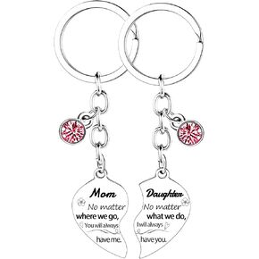 Nimteve 2 PCs Mom Daughter Heart Matching Keychain Set Mom Gifts From Daughter Mom Daughter Keychain Christmas Birthday Gifts For Mom Daughter Mother's Day Gifts For Mom