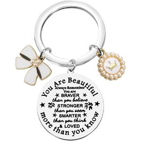 FUSTMW Crown Keychains for Women Bow Charm Keychain Inspirational Keychains Crown Jewelry for Daughter Niece Granddaughter