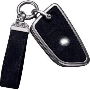 YO&YOYE Compatible with BMW Key Fob Cover with Keychain Leather Key Case Protector for BMW 2 5 6 7 X1 X2 X3 X5 X6 Series (Model1,Brown) in Saudi Arabia