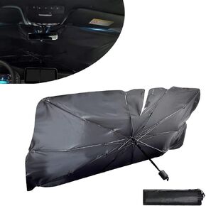 1 Pack Car Windshield Sun Shade Umbrell, 55" x 31" Portable Automotive Window Insulation Cover, Keep Your Vehicle Cool, Universal Windshield Blackout Panel (Silver #Opening Design)