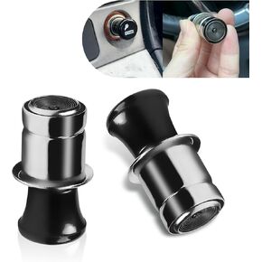 Pack-2 Car 12V Cigarette Lighter, 1.8" x 0.7" x 0.9" Extremely Fast Heating Safety Lighter, Pop-up Metal Structure Cigarette Lighter Socket, Universal for Cars Replacement (Black & Silver)