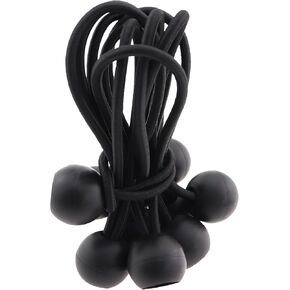 10PCS 102.3mm/4.02inch Black Heavy Duty Tent Bungee Ball Cord Strap Ball Stretch Cord Elastic Cord Stretch Storage Stretch Ball Cord for Tent Cargo Hose Fixing