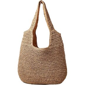 Verdusa Women's Crochet Straw Bag Knit Tote Bag Shoulder Handbags Shopping Bags