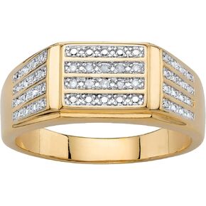 PalmBeach Men's Yellow Gold-plated Genuine Diamond Accent Multi Row Ring Sizes 8-13