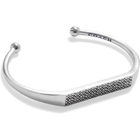 COACH Men's Unisex Sterling Silver Signature Quilted Cuff Bracelet