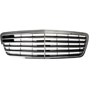 TRQ Front Upper Grille Black & Silver Compatible with 2000-2003 Mercedes-Benz E320 2000-2002 E430 MB1200116