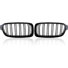 2X Glossy Black Front Bumper Kidney Grilles Grill Exterior Compatible with 2012-2018 BMW F30 F31 3-Series 320i 328i 335i Sedan Wagon