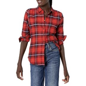 Goodthreads Women's Brushed Flannel Drop-Shoulder Long-Sleeve Shirt