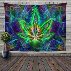 Cozycomfo Wall Hanging Marijuana Weed Leaf Green Wall Tapestry with Art Nature Home Decorations for Living Room Bedroom Dorm Décor (79 X 59 Inches)