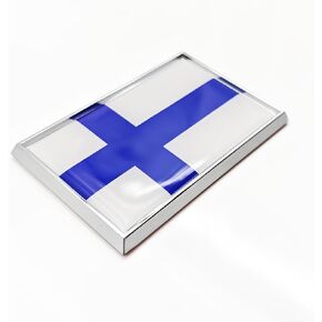 Finland Flag Sticker Emblem Finnish Decal Car Chrome Flags, 2 Pack, 3 x 2 inches