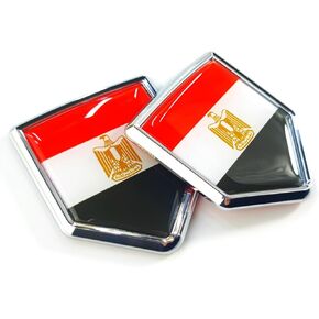 ملصق Newperlite Egypt Flag ملصق لاصق للسيارة شعار العلم المصري ملحقات تزيين السيارة درع كروم لسيارات الشاحنات والمركبات، عبوتان