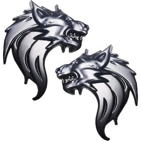 OnlyYou.X Chrome Wolf Head Emblem Wolf Head Badge Wolf Decal Sticker Compatiable with Cars and Motorcycles 2 Pieces Left and Right Metal