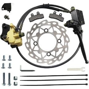 PRO BAT Front Disc Hydraulic Brake Master Cylinder Caliper Assembly + 190mm Disc Brake Plate Replacement + Brake Pad for 50cc 70cc 90cc SSR 110cc 125cc Atomik SSR Apollo Chinese Dirt Bike Pit Bike