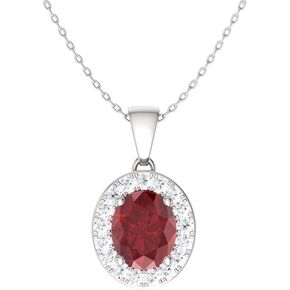 Diamondere Natural and Certified Oval Cut Gemstone and Diamond Petite Necklace in 14k Solid Gold | 0.51 Carat Pendant with Chain in Kuwait