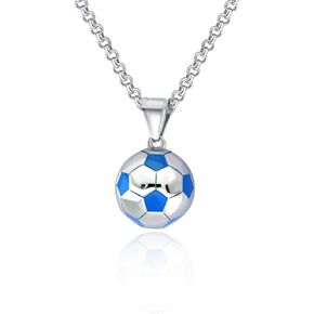 Soccer/Baseball/Football Necklace for Men Stainless Steel Chain Gym Sport Jewelry Personalized Weight Plate Pendant 3D Ball Charm Necklaces