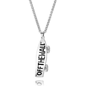 Dreuyet Skateboard Necklace for Men Women Trendy Personalized 3D Stainless Steel Charm Punk Hip-Hop Urban Skateboard Necklace Silver Finish Pendant Jewelry