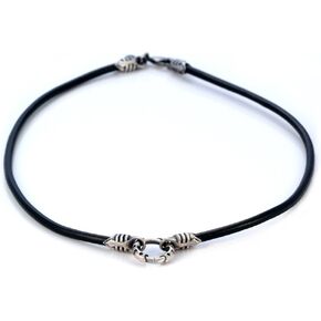 BICO 4mm Black Leather Necklace with a Silver Loop and Ends (CL1 Black)
