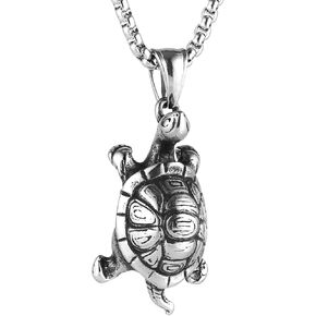 Sea Turtle Stainless Steel Pendant Necklace for Men with 22+2" Chain