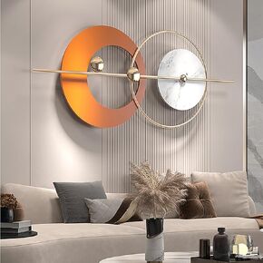 Fenuiy Large Metal Wall Art Decor, 3D Wall Decor for Living Room Modern Wall Art Decor Hanging Wall Sculptures for 3D Round Wall Decorations Artwork for Home and Office 47.3 * 19.7 Inch