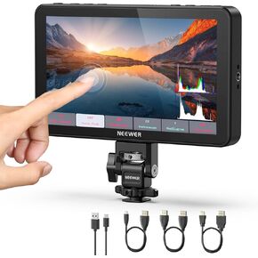NEEWER F700 7" Camera Field Monitor, 2000nit HD 1920x1080 IPS Touch Screen with 3D LUT, 4K HDMI Loop in/Out with Peak Focus DSLR Video Assist HDR Waveform, Cold Shoe Mount, 2 NP-F750 Batteries & Cable