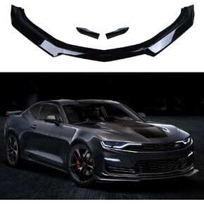 5 قطع المصد الأمامي للشفاه المفسد الشفة السفلية للجسم مناسب لـ Camaro SS 2016-2024/LS LT RS 2019-2024 (أسود لامع)