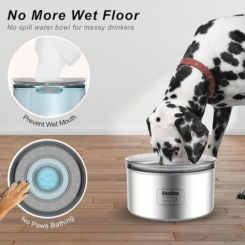 1Gallon Dog Water Bowl, 3.8L No Spill Water Bowl for Dogs, Stainless Steel Spill Proof Dog Bowl, No Splash Slow Drinking Bowl with No Slip Base for Slobber Stopper, Messy Drinkers[Pink] in Saudi Arabia